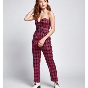 Eggie plaid flannel jumpsuit